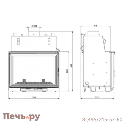 Каминная чугунная топка  Kaw-Met W 7 CO фото 6