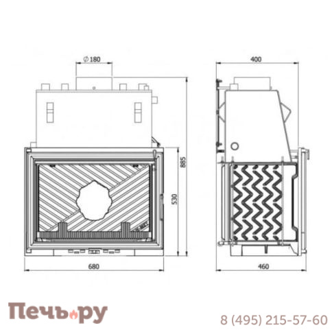 Каминная чугунная топка Kaw-Met W11 CO с водным контуром фото 6