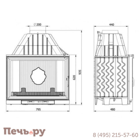 Каминная чугунная топка Kaw-Met W8 17,5 кВт Eko фото 10