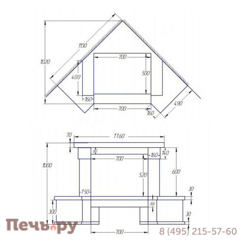 Каминная облицовка ЭкоКамин Тюльпан угловая фото 2