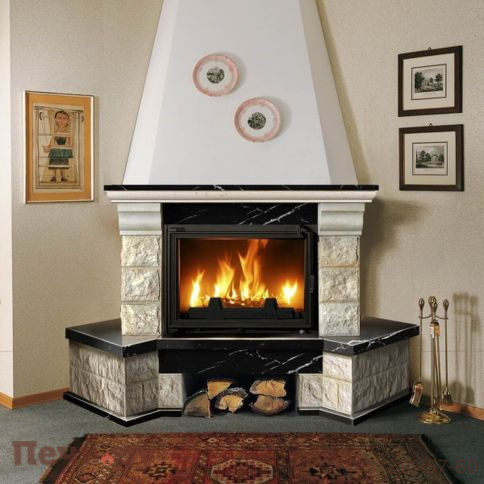 Каминная облицовка ЭкоКамин Тюльпан угловая фото