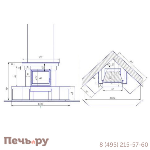 Каминная облицовка FireBird Селигер угловой (для топок Eryk700) фото 2