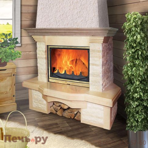 Каминная облицовка Madeira Adela Giallo деревянная балка фото 2