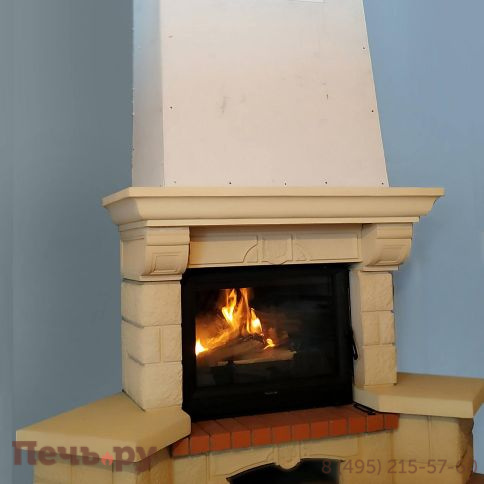 Каминная облицовка Supra Russia Bolero SR, желтая, с каменной балкой фото 2