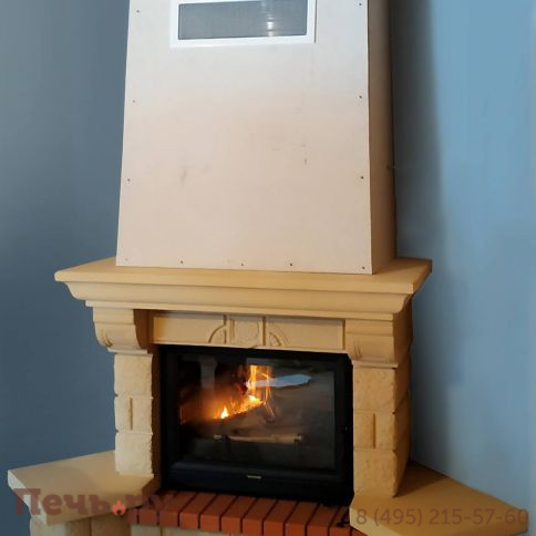 Каминная облицовка Supra Russia Bolero SR, желтая, с каменной балкой фото 3