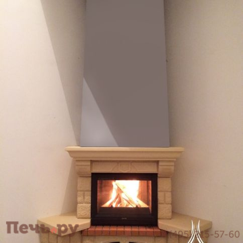 Каминная облицовка Supra Russia Bolero SR, желтая, с каменной балкой фото 4