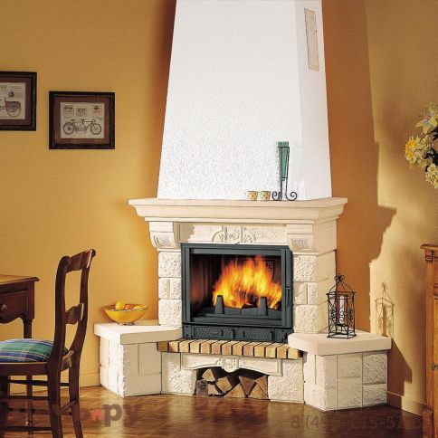 Каминная облицовка Supra Russia Bolero SR, желтая, с каменной балкой фото