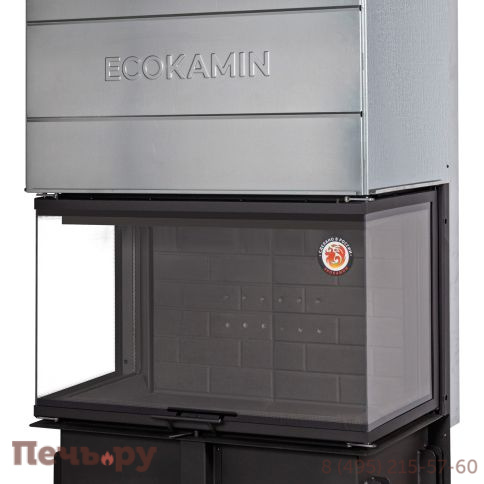 Каминная топка ЭкоКамин Дельта 1000 B три стекла черный шамот принтинг фото 5