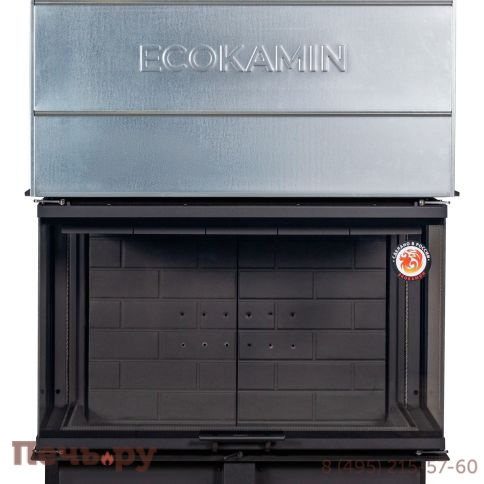 Каминная топка ЭкоКамин Дельта 1000 B три стекла черный шамот принтинг фото 6