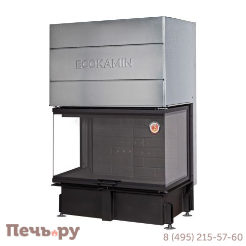 Каминная топка ЭкоКамин Дельта 1200 В три стекла черный шамот принтинг фото 2