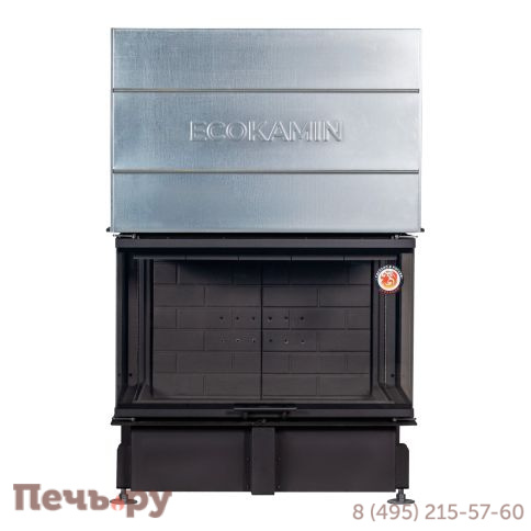 Каминная топка ЭкоКамин Дельта 1200 В три стекла черный шамот принтинг фото 3