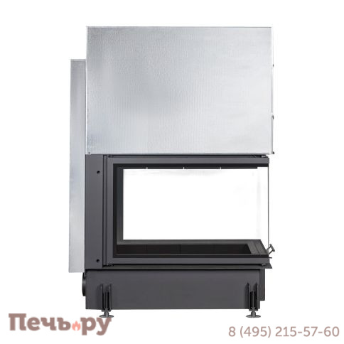 Каминная топка ЭкоКамин Дельта 900 PB три стекла подовое горение принтинг черный шамот фото 5