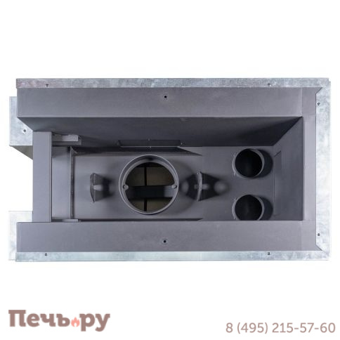 Каминная топка ЭкоКамин Дельта 900 PB три стекла подовое горение принтинг черный шамот фото 9