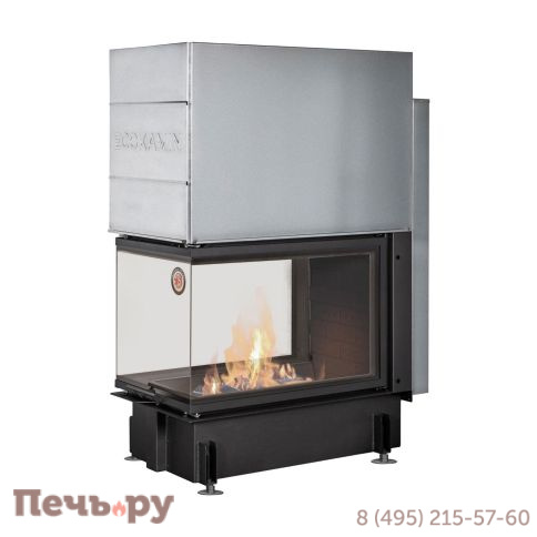 Каминная топка ЭкоКамин Дельта 900 PB три стекла подовое горение принтинг черный шамот фото
