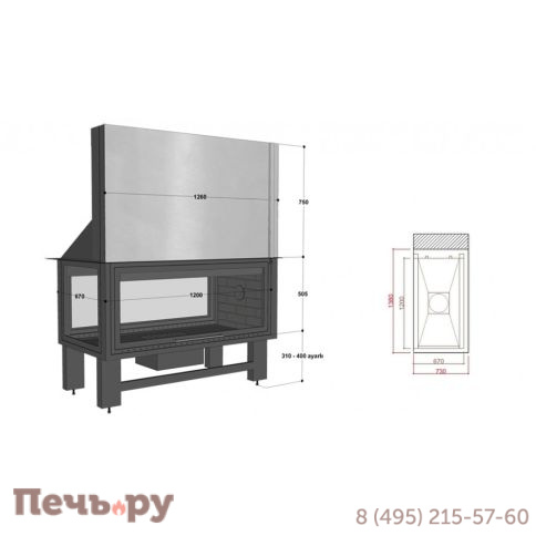 Каминная топка FireHursan HDKU 125 фото 2