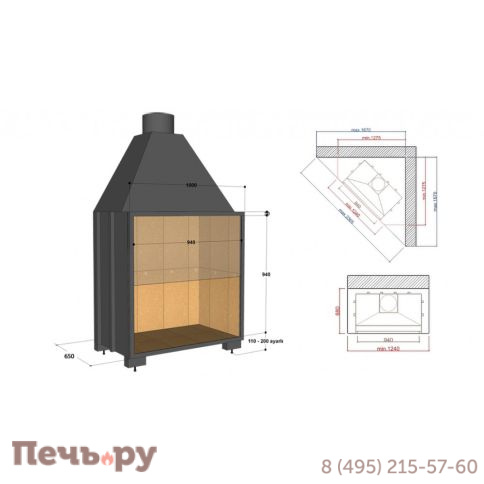 Каминная топка FireHursan HGYC 100 T фото 2