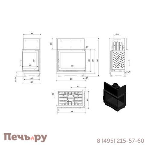 Каминная топка Kratki Amelia/P/BS/Deco фото 7