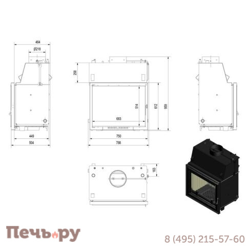 Каминная топка Kratki Amelia/PW/30/W/Deco, змеевик фото 4