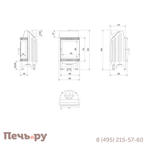 Каминная топка Kratki Blanka/P/BS (угловое стекло справа) фото 5