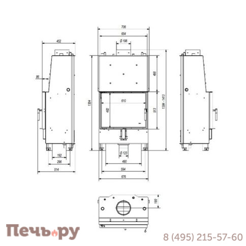 Каминная топка Kratki Pro Lucy/PW/12/W, змеевик, с водяным контуром фото 4