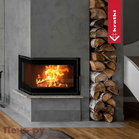 Каминная топка Kratki Simple S/BS (угловое стекло) фото 8