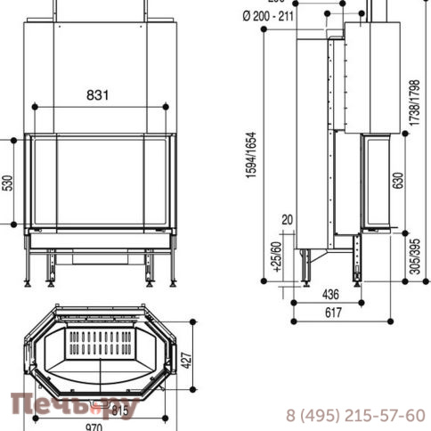 Каминная топка Supra Cristal 411 B Pack N фото 2