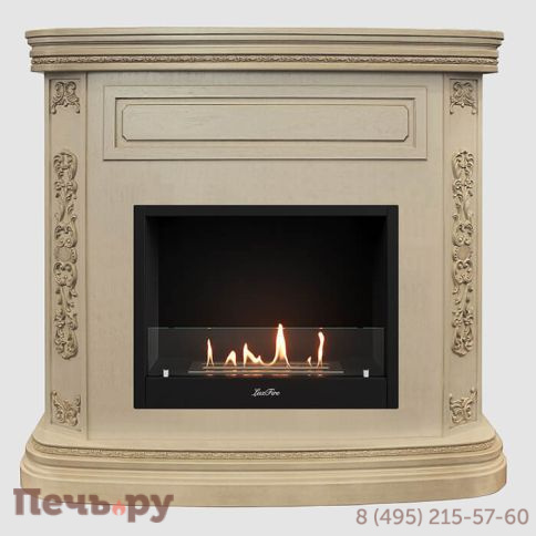 Каминный портал Lux Fire МДФ Белла 1200 с биокамином  Фаер Бокс 1-30 (бежевый) фото