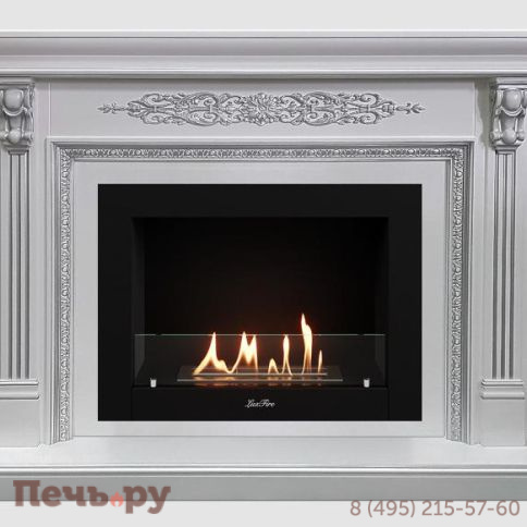 Каминный портал Lux Fire МДФ Джоконда 1300 с биокамином Фаер Бокс 2-30 (белый) фото