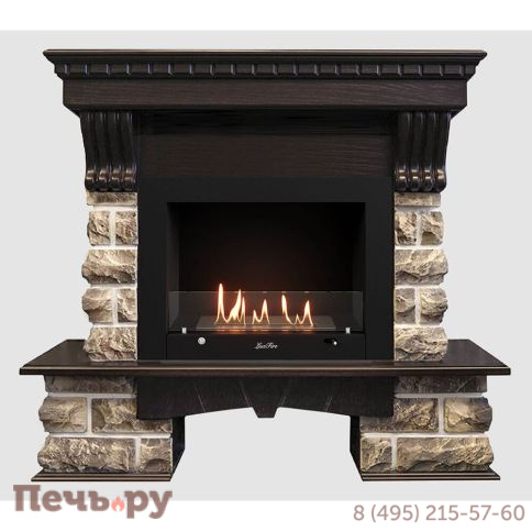 Каминный портал Lux Fire МДФ Кавказ 1210 с биокамином Фаер Бокс 3-25.5 фото