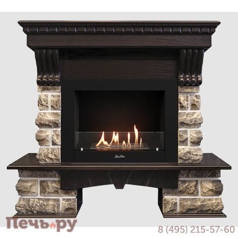 Каминный портал Lux Fire МДФ Кавказ 1280 с биокамином Фаер Бокс 2-33 фото