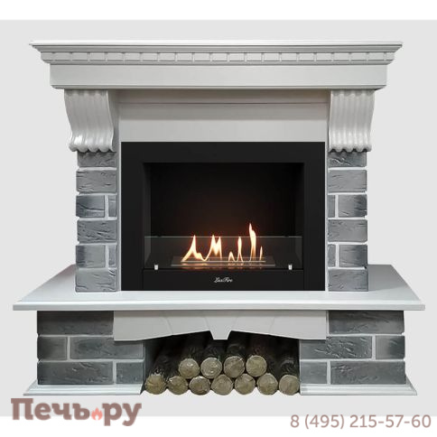 Каминный портал Lux Fire МДФ Кения 1280 с биокамином Фаер Бокс 2-33 фото