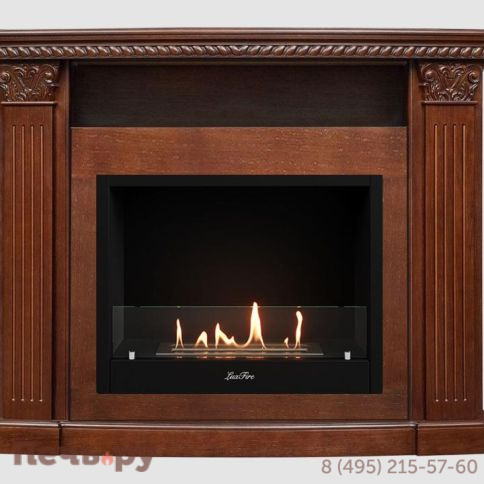Каминный портал Lux Fire МДФ Людовик 1300 с биокамином Фаер Бокс 1 - 33 (темный орех) фото