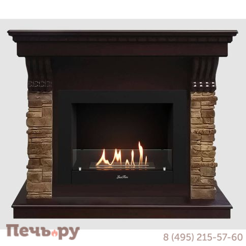 Каминный портал Lux Fire МДФ Монреаль 1280 с биокамином Фаер Бокс 2-33 (венге) фото