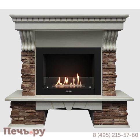 Каминный портал Lux Fire МДФ Прованс 1280 с биокамином Фаер Бокс 2-33 фото