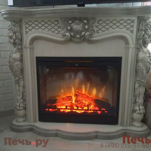 Каминокомплект Dimplex Optiflame Castle - Слоновая кость с темной патиной с очагом Symphony DF3020-INT фото 4