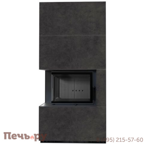 Каминокомплект Kratki Pro Floki в облицовке Fokos Grafite,  угловое стекло слева фото 3