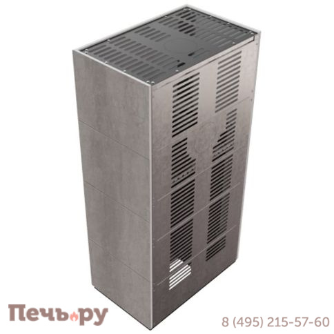 Каминокомплект Kratki Pro Floki в облицовке Naturali Pietra di Savoia Grigia Bocciardata, угловое стекло слева фото 5