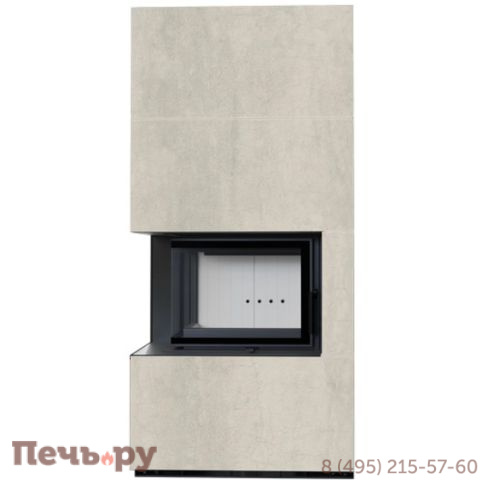 Каминокомплект Kratki Pro Floki в облицовке Naturali Pietra di Savoia Perla Bocciardata, угловое стекло слева фото 3