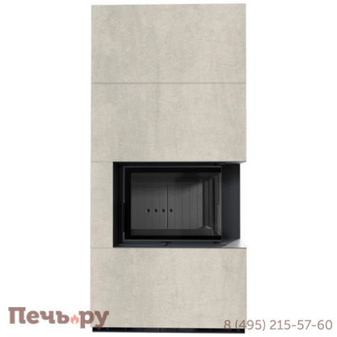 Каминокомплект Kratki Pro Floki в облицовке Naturali Pietra di Savoia Perla Bocciardata, угловое стекло справа фото 4