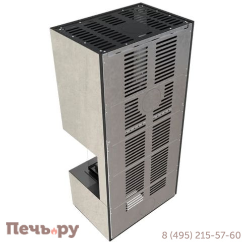 Каминокомплект Kratki Pro Floki в облицовке Naturali Pietra di Savoia Perla Bocciardata, угловое стекло справа фото 5