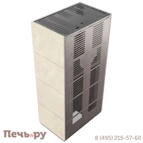 Каминокомплект Kratki Pro Floki в облицовке Oxide Bianco, угловое стекло слева фото 5