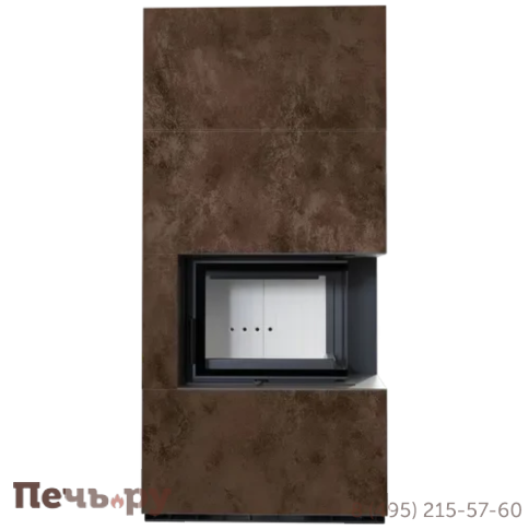 Каминокомплект Kratki Pro Floki в облицовке Oxide Moro, угловое стекло справа фото 3