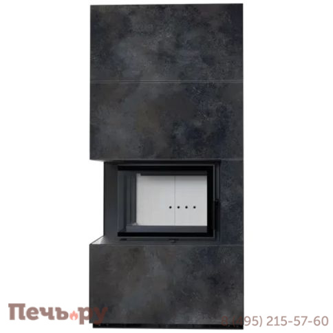 Каминокомплект Kratki Pro Floki в облицовке Oxide Nero, угловое стекло слева фото 3