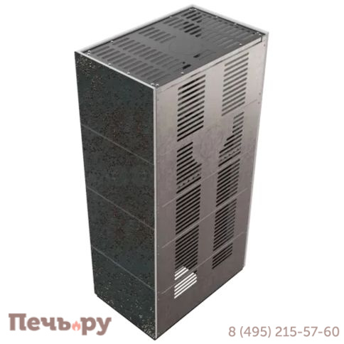 Каминокомплект Kratki Pro Floki в облицовке Oxide Nero, угловое стекло слева фото 5