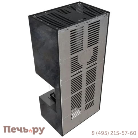 Каминокомплект Kratki Pro Floki в облицовке Oxide Nero, угловое стекло справа фото 5