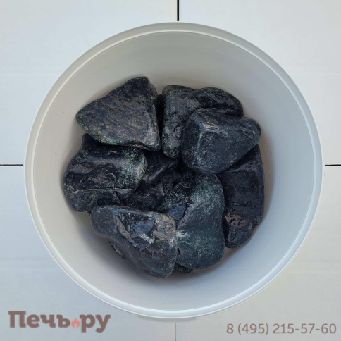 Камни для бани Bas Пироксенит шлифованный 4-7 см (ведро 10кг) фото