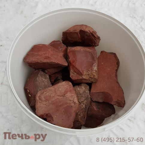 Камни для бани Bas Яшма колотая сургучная 7-14 см (ведро 10кг) фото