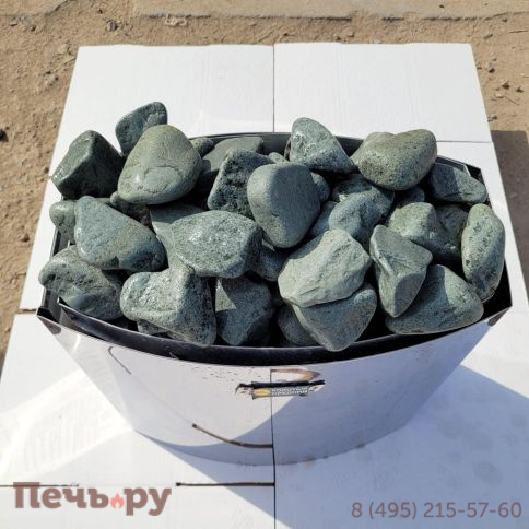 Камни для бани Bas Жадеит Премиум галтованный 10-18 см (ведро 10кг) фото