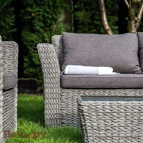 Капучино 4SiS журнальный столик из искусственного ротанга (гиацинт), цвет cерый фото 5