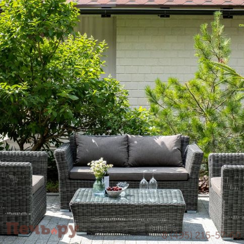 Капучино 4SiS журнальный столик из искусственного ротанга, цвет графит фото 4